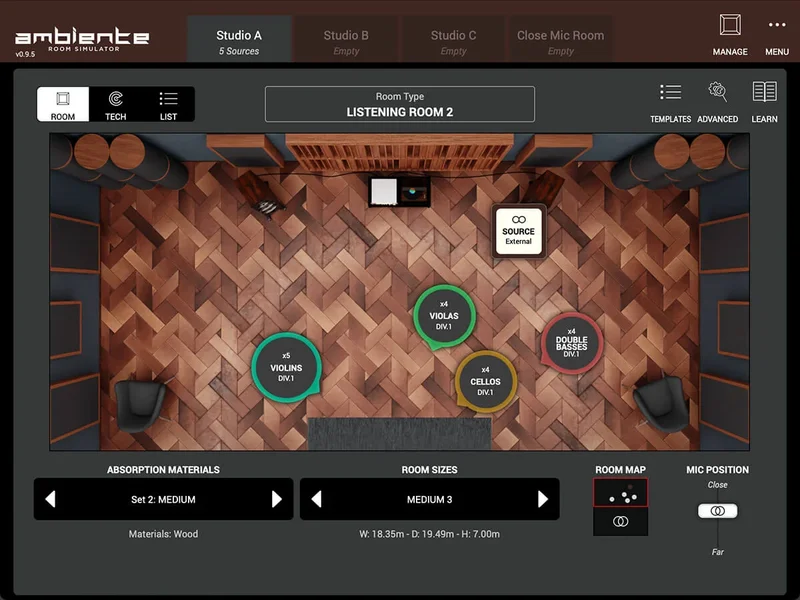 Audio Modeling Ambiente interface