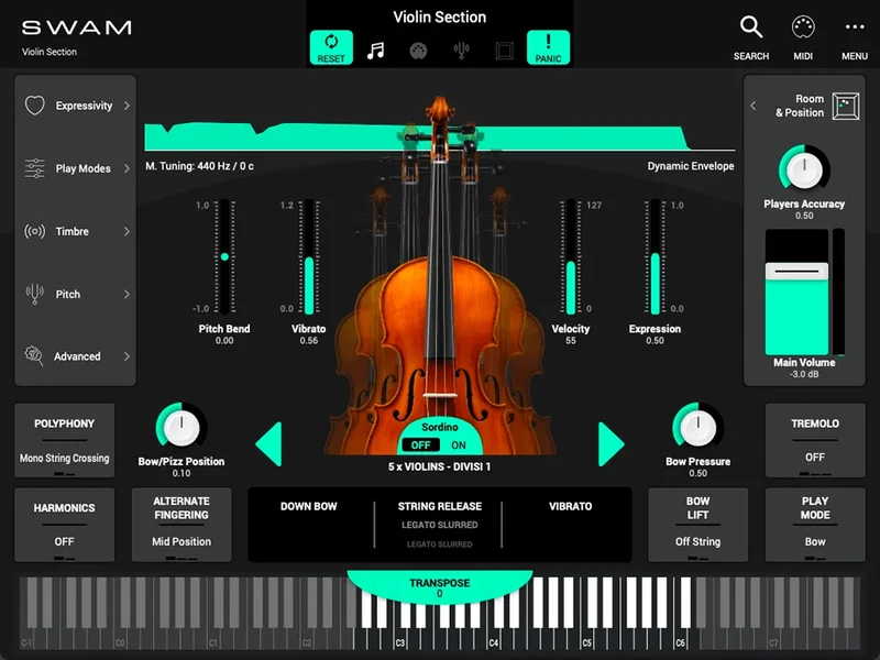 Audio Modeling SWAM String Sections interface