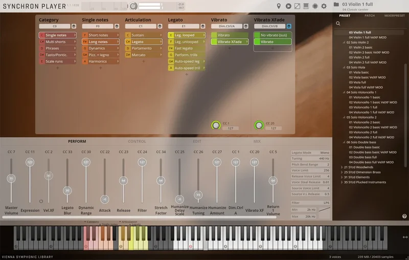 VSL Studio Solo Strings interface