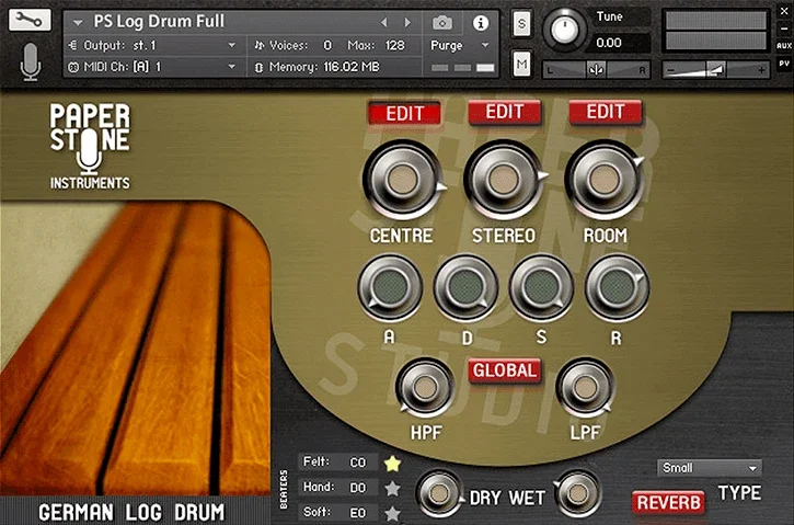 Paper Stone Instruments German Log Drum Kontakt Library interface