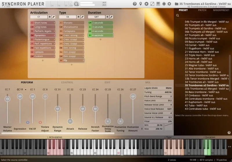 VSL Studio Special Brass: Tenor Trombone Muted interface