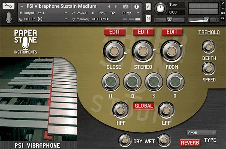 Paper Stone Instruments PSI Vibraphone Kontakt Library interface