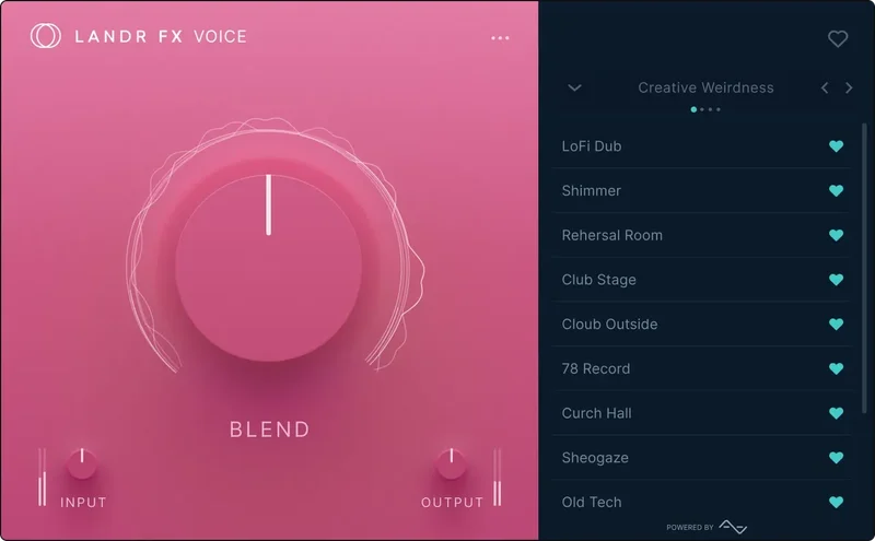 LANDR FX Voice interface