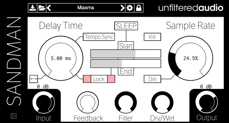 Unfiltered Audio Sandman interface