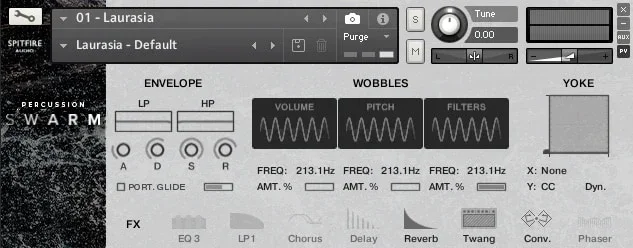 Spitfire Audio Percussion Swarm interface