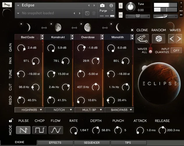 Wide Blue Sound ECLIPSE interface