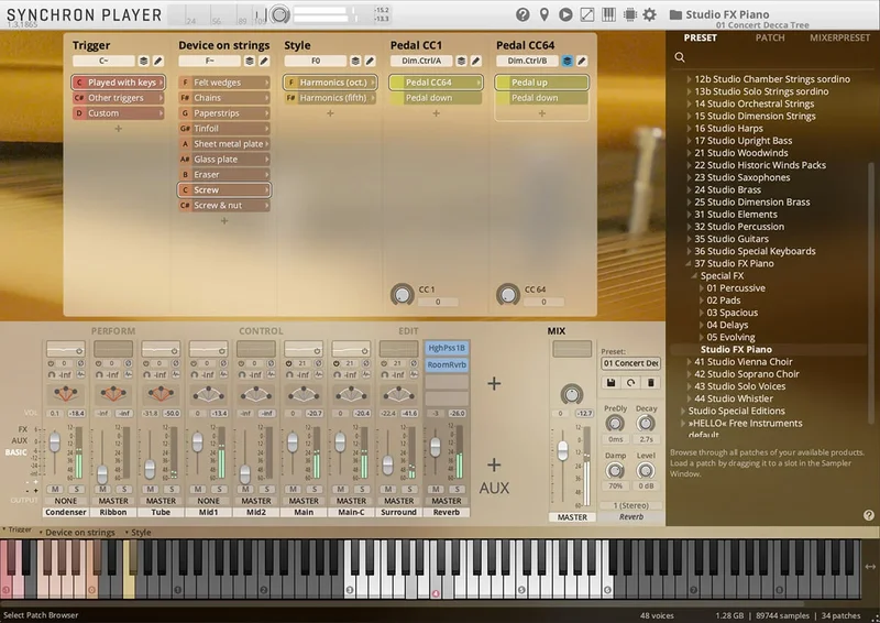 VSL Studio Pianos: FX Piano interface