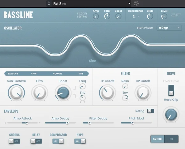 AIR Music Technology Bassline interface