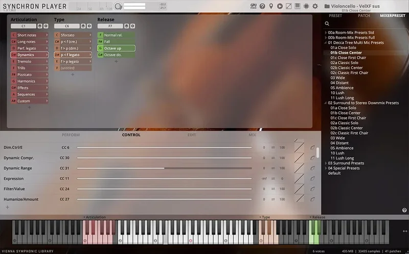 VSL Synchron Solo Cello interface