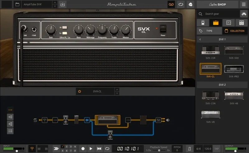 IK Multimedia AmpliTube SVX 1 and 2 Bundle interface