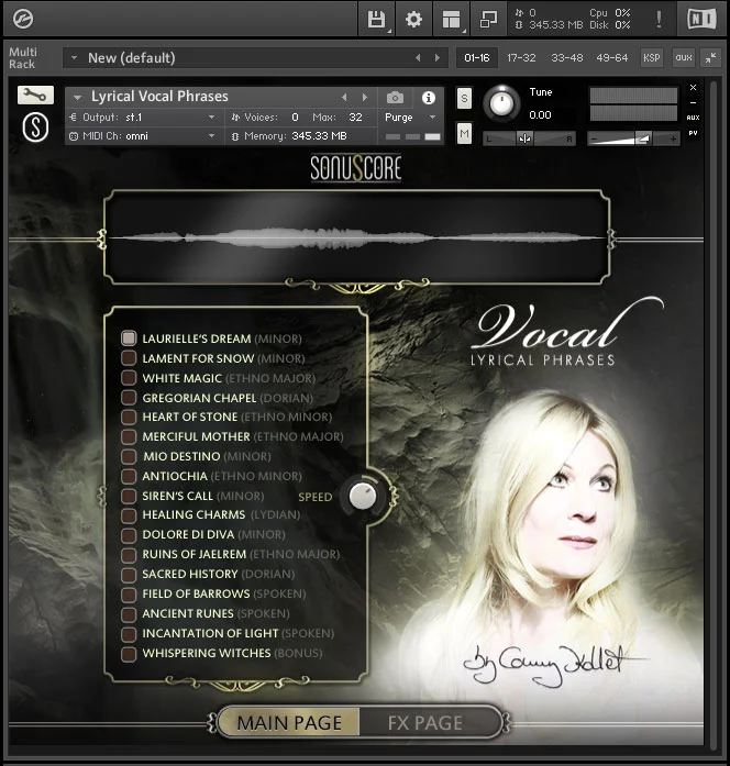 Sonuscore Lyrical Vocal Phrases interface
