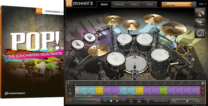 Toontrack EZX Pop interface