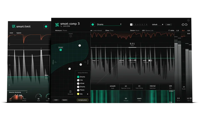 Sonible Dynamics Bundle: smart:comp 2 | smart:limit interface