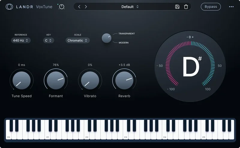 LANDR VoxTune interface