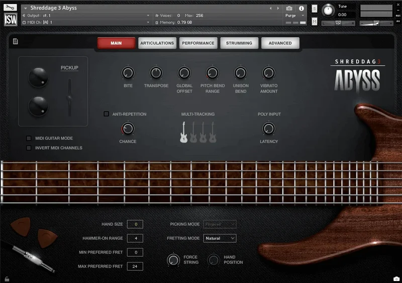 Impact Soundworks Shreddage 3 Abyss interface