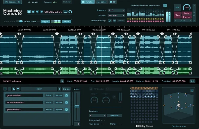 Fiedler Audio Mastering Console interface