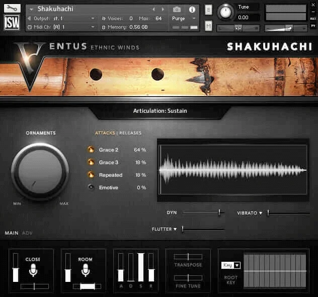 Impact Soundworks Ventus Ethnic Winds - Shakuhachi interface