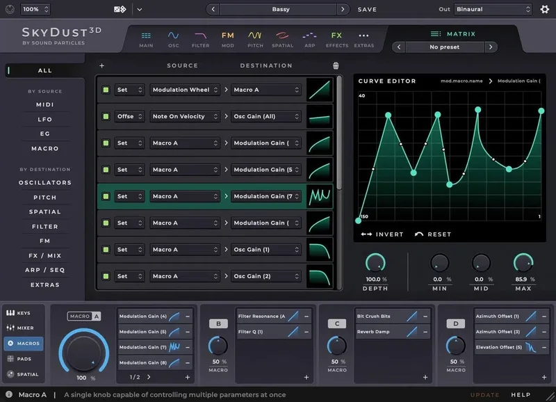 Sound Particles SkyDust Stereo interface
