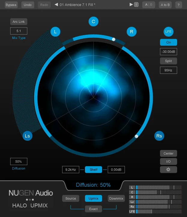 NUGEN Audio Halo Upmix with 3D Immersive Extension interface