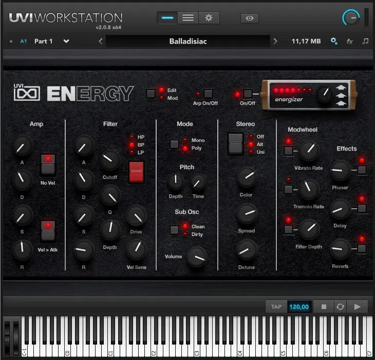 UVI Energy interface