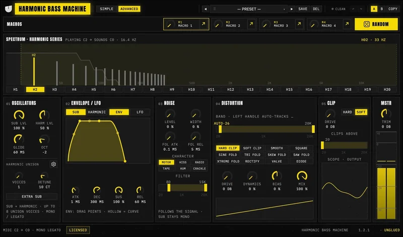 Unglued Harmonic Bass Machine interface