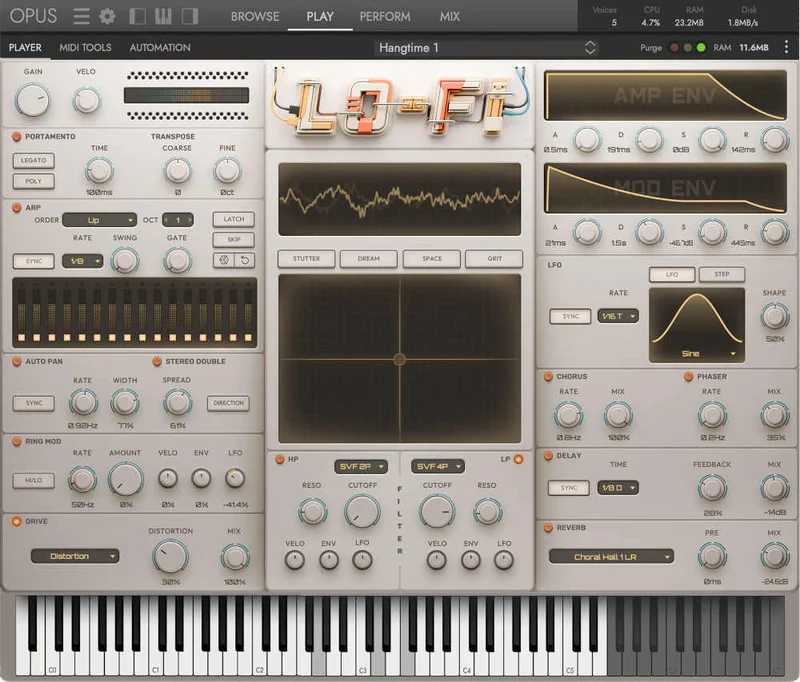 EastWest Sounds Lo Fi interface