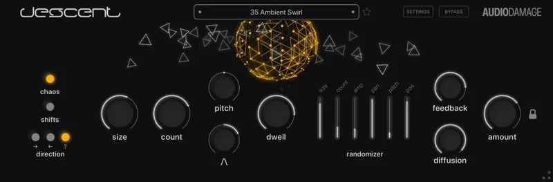 Audio Damage Descent interface