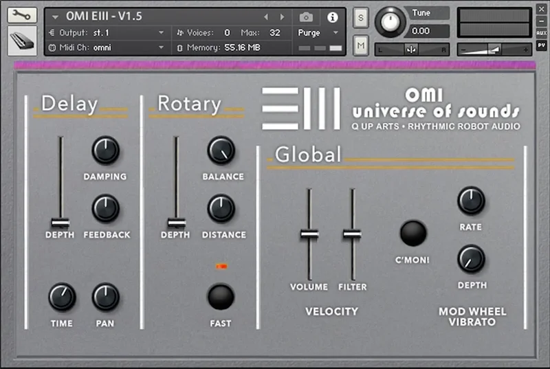Q Up Arts OMI EIII Universe of Sounds Master Studio Collection V1 interface