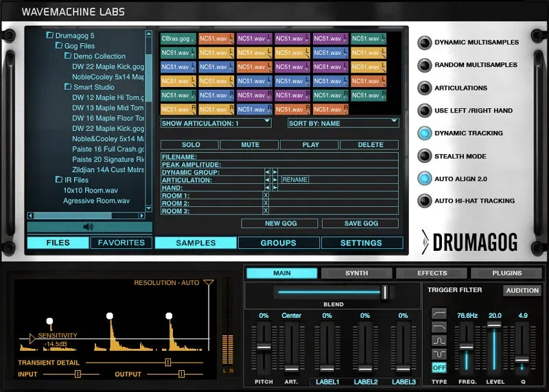 WaveMachine Labs Drumagog 5 Platinum interface
