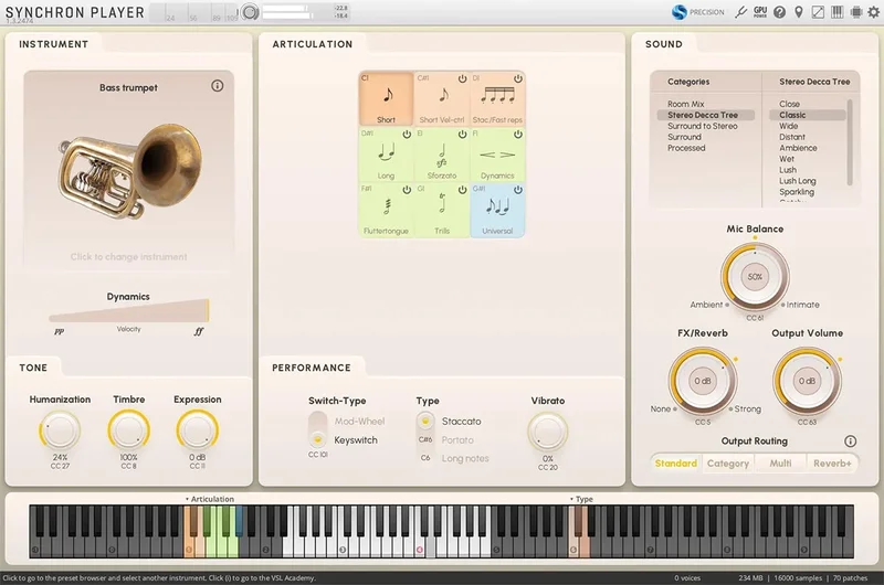 VSL Synchron Special Brass: Bass Trumpet interface