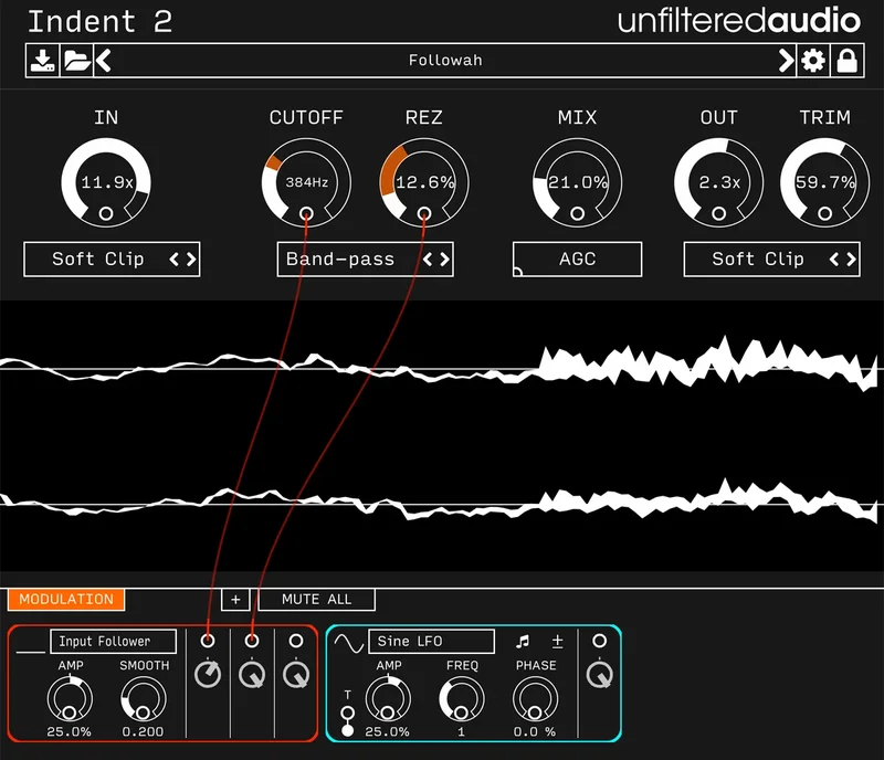 Unfiltered Audio Indent 2 interface