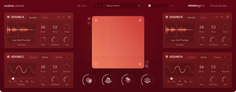 Excite Audio Evolve Velvet Lite interface