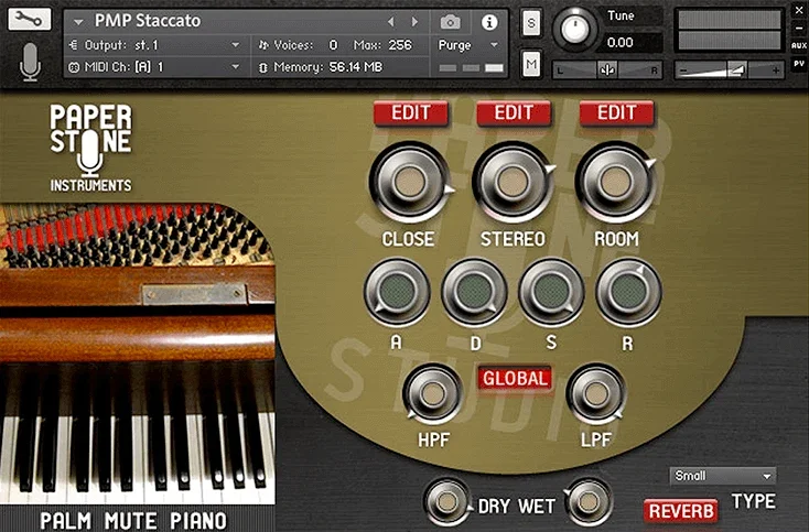 Paper Stone Instruments Palm Mute Piano Kontakt Library interface