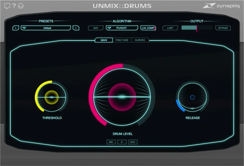 Zynaptiq Unmix Drums [Education] interface
