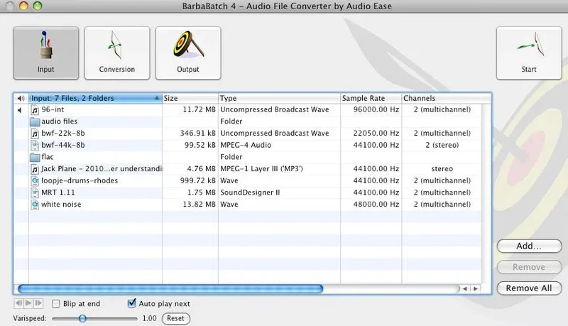 Audio Ease BarbaBatch interface