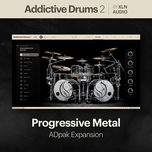 XLN Audio Addictive Drums 2 Progressive Metal ADPak interface