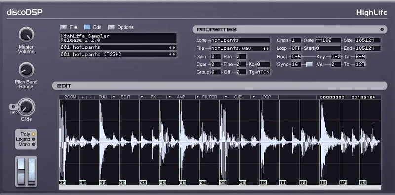 discoDSP HighLife Sampler interface