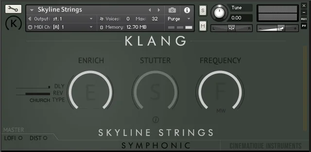 KLANG SYMPHONIC: Skyline Strings interface