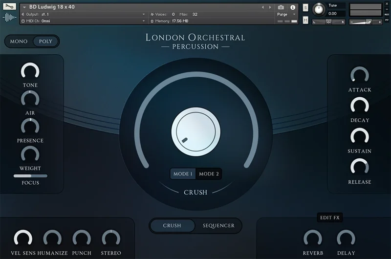 Big Fish Audio London Orchestral Percussion interface