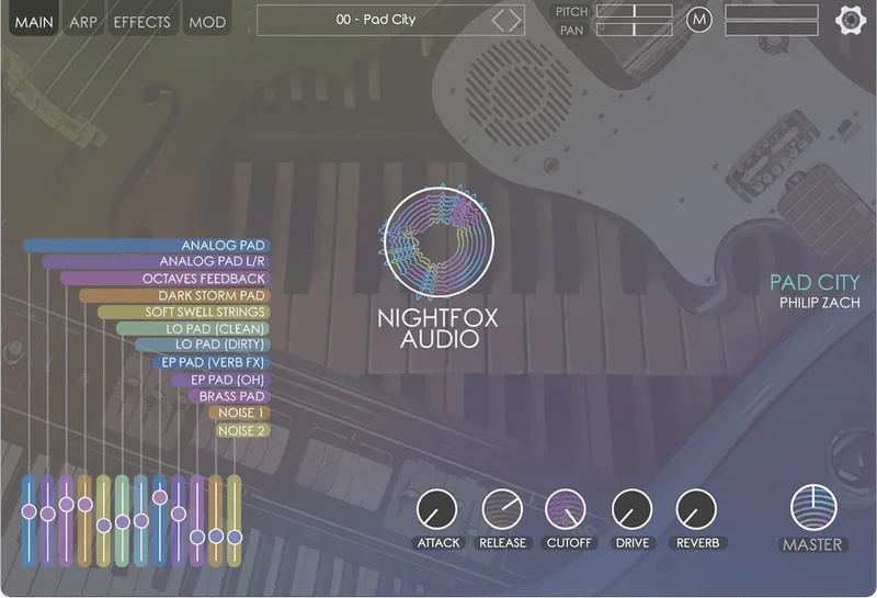 Nightfox Audio Pad City interface