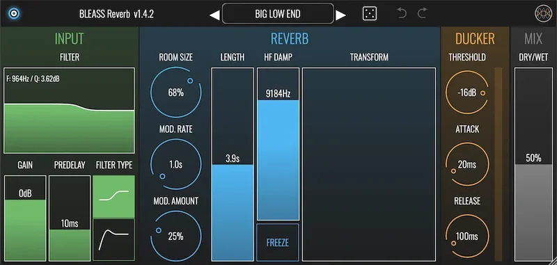 BLEASS Reverb interface