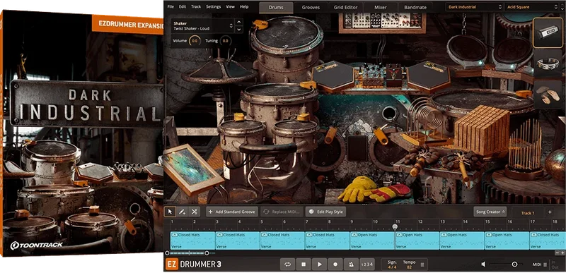 Toontrack EZX Dark Industrial interface