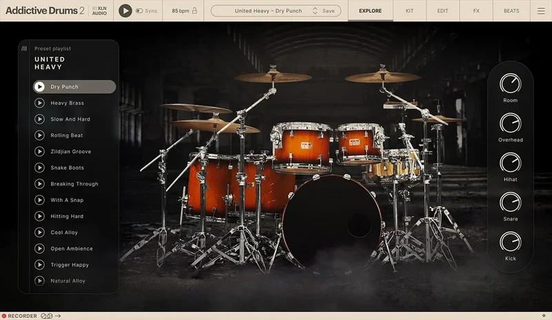 XLN Audio Addictive Drums 2: Heavy Rock Collection interface