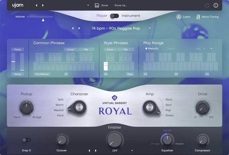 UJAM Virtual Bassist ROYAL 2 Loyalty interface
