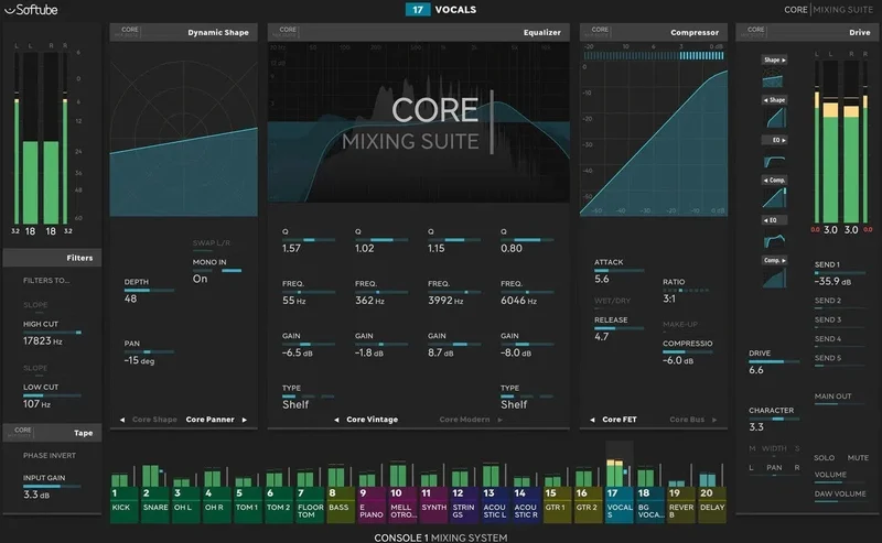 Softube Console 1 Core Mixing Suite interface