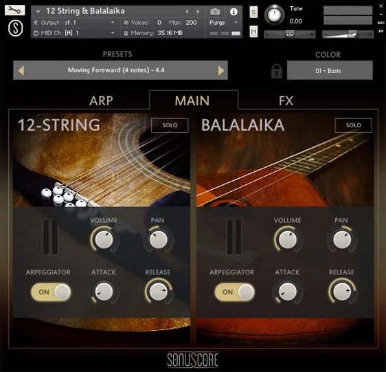Sonuscore Origins Vol 3: 12-String and Balalaika interface