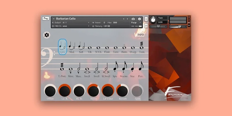 Loot Audio Barbarian Cello interface