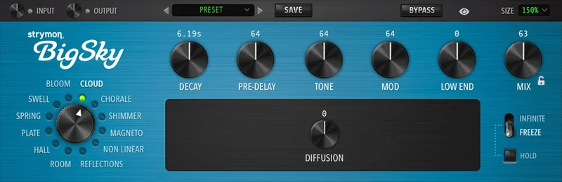 Strymon BigSky Multi Reverb Plugin interface