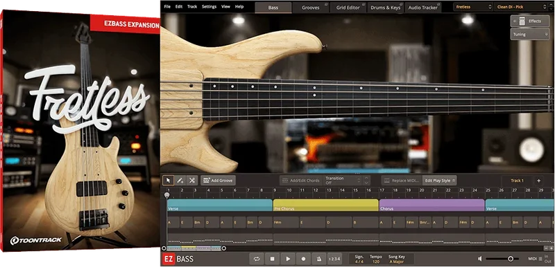 Toontrack EBX Fretless interface
