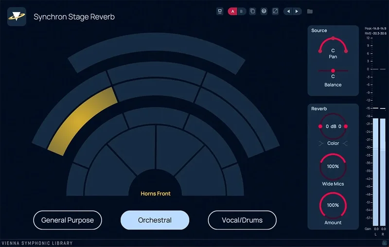 VSL Synchron Stage Reverb interface